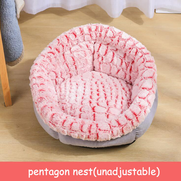 KFX-6558653 Soft Non-Slip Plush Round Pet Bed for Cats and Dogs, Cozy Nest Cushion