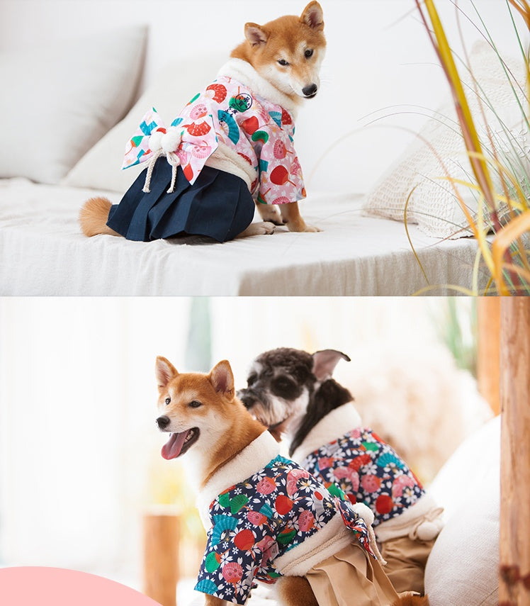 KFX-6558781 Flower Japanese Kimono Pet Apparel in Cotton and Polyester for Small to Extra Large Dogs