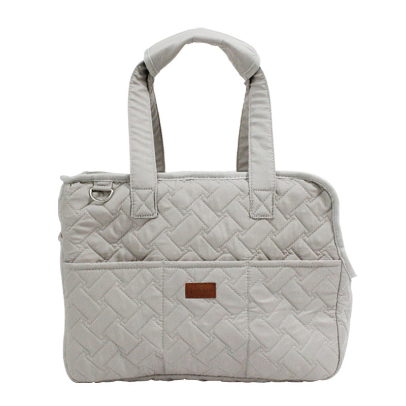 KFX-6560829 Lightweight Beige Canvas Crossbody Pet Carrier Bag for Cats