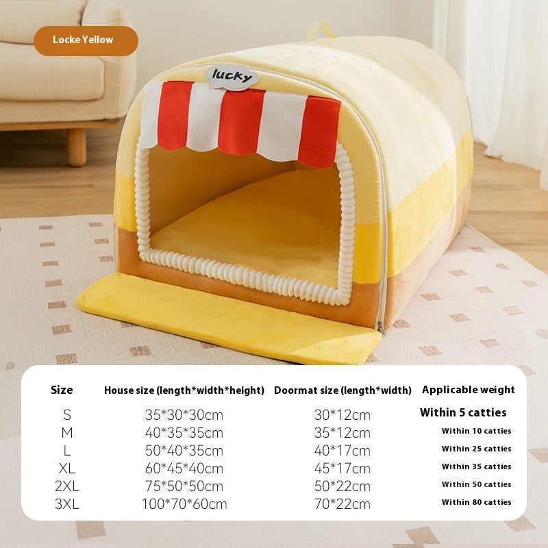 KFX-6564413 Stylish Painted Pet Bed for Large Dogs - Available in Rock Yellow, Lucky Green, and Coffee Brown