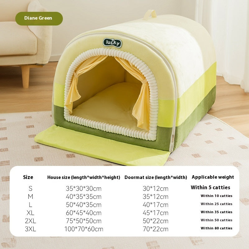 KFX-6564413 Stylish Painted Pet Bed for Large Dogs - Available in Rock Yellow, Lucky Green, and Coffee Brown