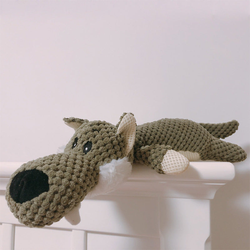 KFX-6565181 Bite-Resistant Plush Dog Toy - Lying Wolf, Elephant, and Lion (28cm)