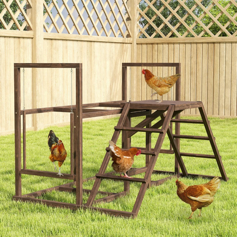 KFX-6565821 Chicken Activity Play Set with Swings, Ladders, and Multi-Level Perches for Enrichment and Exercise