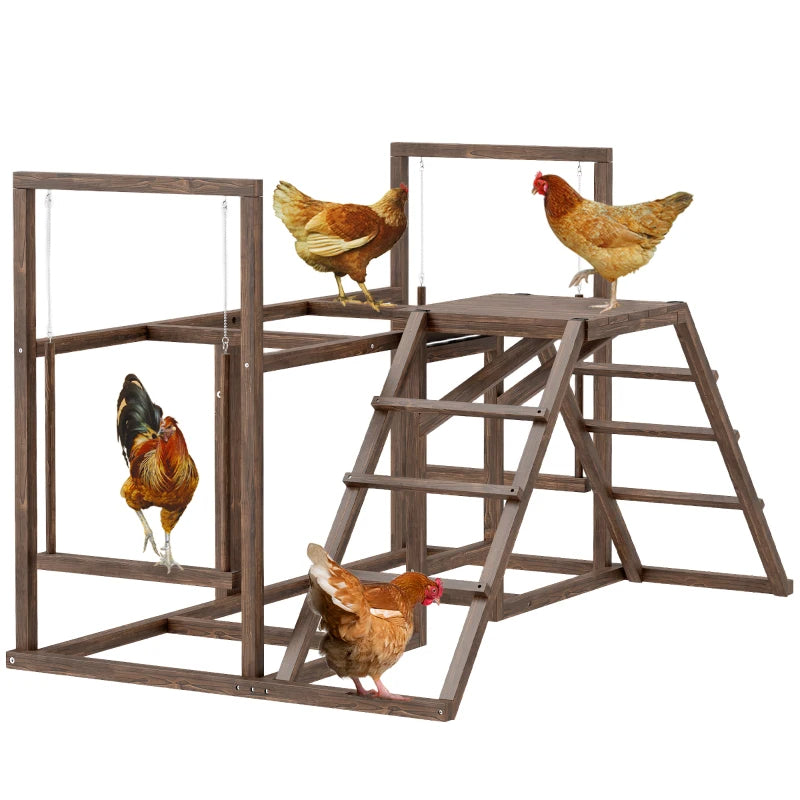 KFX-6565821 Chicken Activity Play Set with Swings, Ladders, and Multi-Level Perches for Enrichment and Exercise
