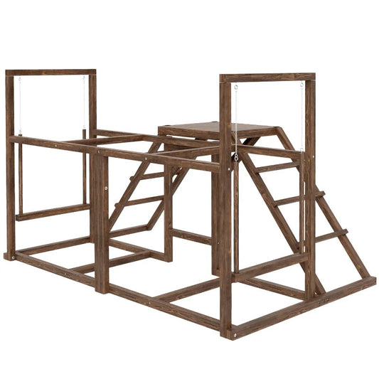 KFX-6565821 Chicken Activity Play Set with Swings, Ladders, and Multi-Level Perches for Enrichment and Exercise