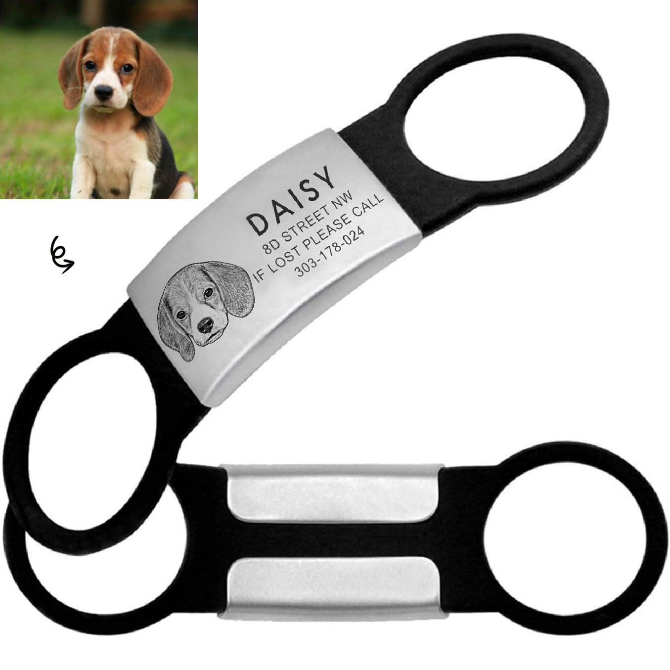 KFX-6566205 Personalized Silicone Dog Collar Tag with Lettering