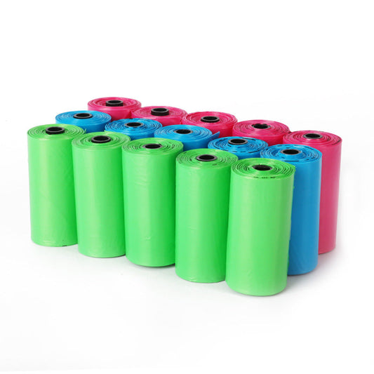 KFX-6566589 Eco-Friendly Degradable Dog Waste Bags - 8 Rolls, 15 Bags/Roll, Continuous Flat Mouth Design