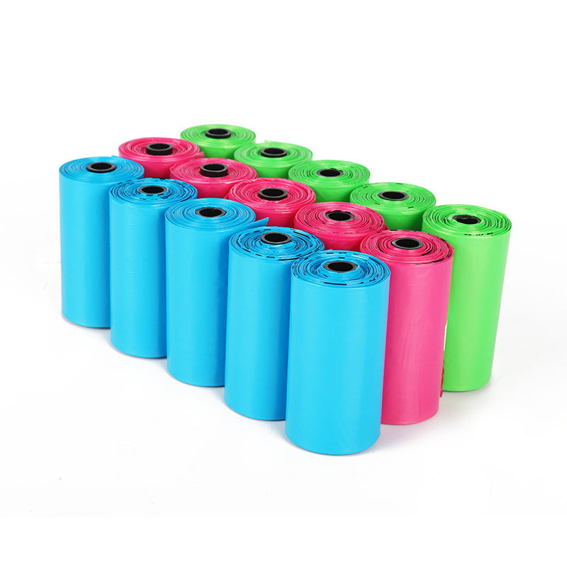 KFX-6566589 Eco-Friendly Degradable Dog Waste Bags - 8 Rolls, 15 Bags/Roll, Continuous Flat Mouth Design