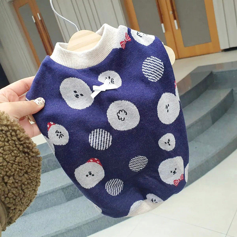 KFX-6568125 Knitted Pet Sweater for Autumn and Winter in Various Colors and Patterns