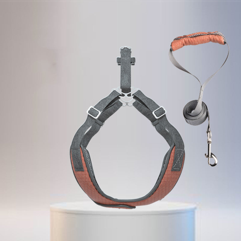 KFX-6569405 Elegant Silver and Vitality Orange Nylon Pet Walking Dog Strap Vest with Traction Rope