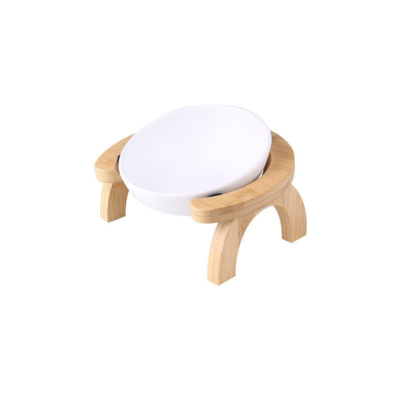 KFX-6570301 Oblique Ceramic Cat Food Bowl with Adjustable Angle - 300ML & 600ML Options