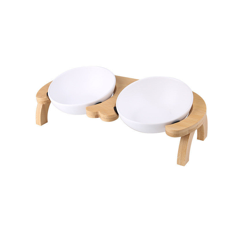 KFX-6570301 Oblique Ceramic Cat Food Bowl with Adjustable Angle - 300ML & 600ML Options