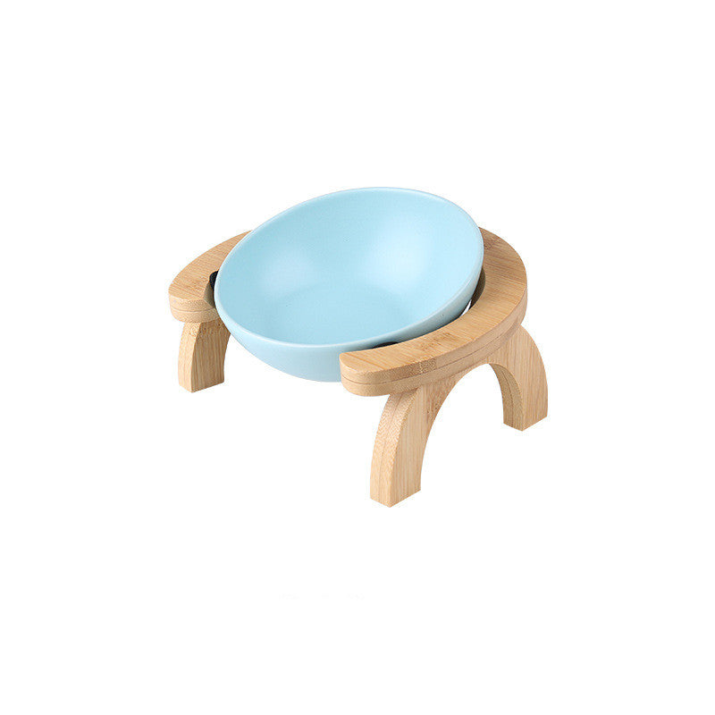 KFX-6570301 Oblique Ceramic Cat Food Bowl with Adjustable Angle - 300ML & 600ML Options