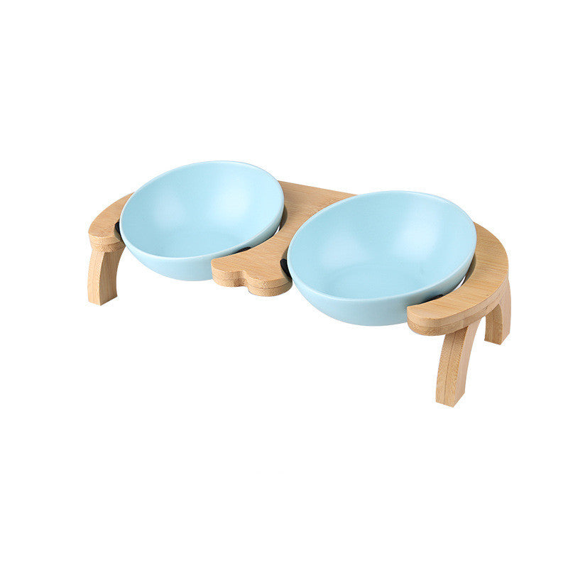 KFX-6570301 Oblique Ceramic Cat Food Bowl with Adjustable Angle - 300ML & 600ML Options