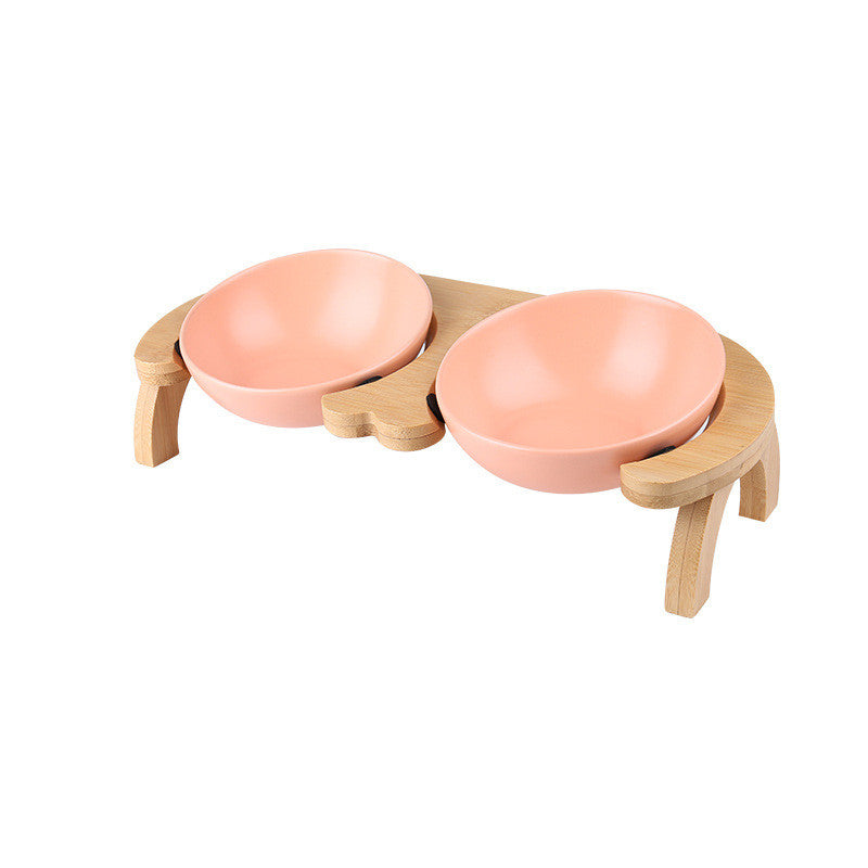 KFX-6570301 Oblique Ceramic Cat Food Bowl with Adjustable Angle - 300ML & 600ML Options