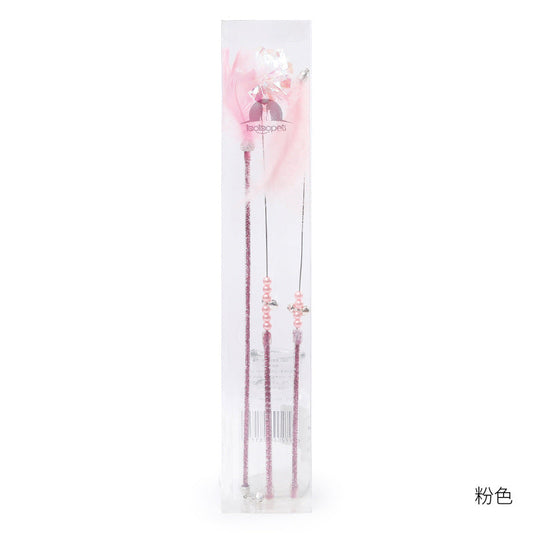 KFX-6570941 Cat Wand Play Set with Feathers and Bells - 3 Color Options Available