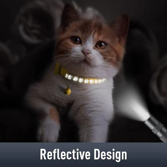 KFX-6572093 Reflective Denim Pet Collar for Cats and Dogs - Casual Style in Multiple Colors