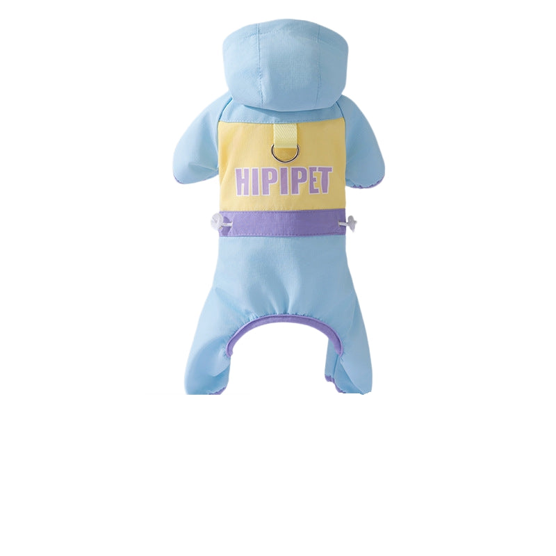 KFX-6574653 Winter Color-Block Fleece Jumpsuit for Small and Medium Dogs with Hood