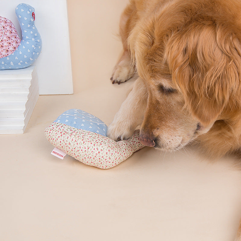 KFX-6576701 Interactive Snail Plush Dog Toy - Cotton Biting Toy for Dogs