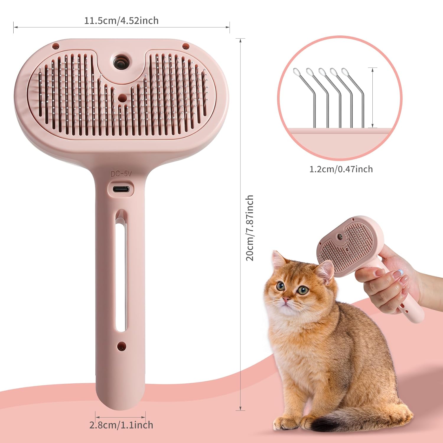 KFX-6577341 Spray Cat Brush with Water Tank for Effective Shedding and Pet Hair Removal