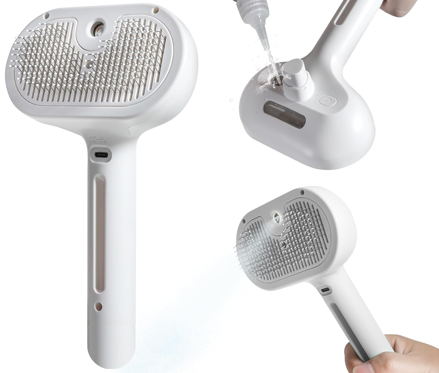 KFX-6577341 Spray Cat Brush with Water Tank for Effective Shedding and Pet Hair Removal
