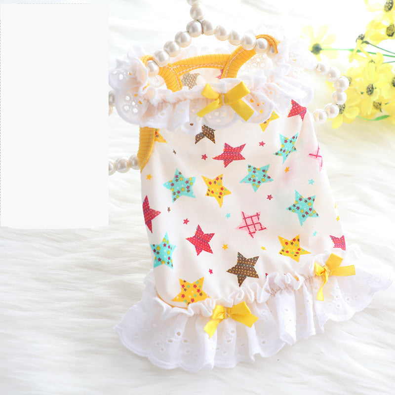 KFX-6578237 Summer Cotton Dog Skirt with Peppermint Butterfly Design for Small to Extra Large Breeds