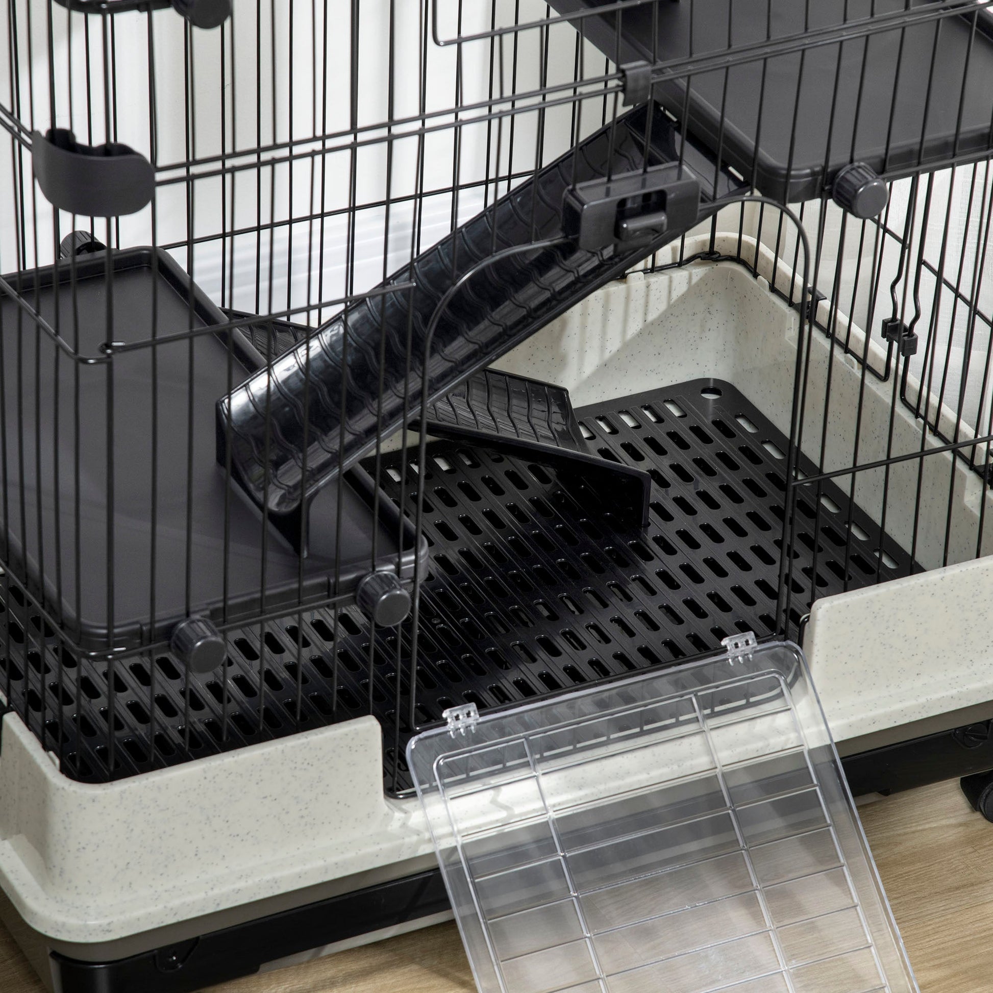 KFX-6579517 4-Level Small Animal Cage with Lockable Wheels for Rabbits, Chinchillas, and Other Small Pets
