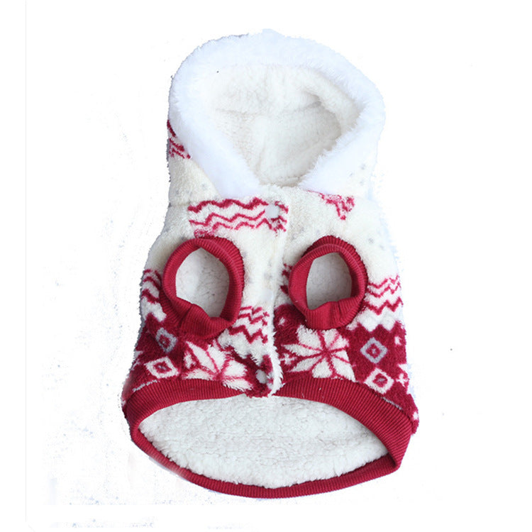 KFX-6580285 Two-Tone Snowflake Dog Coat - Casual Cotton Design, Sizes 8-16