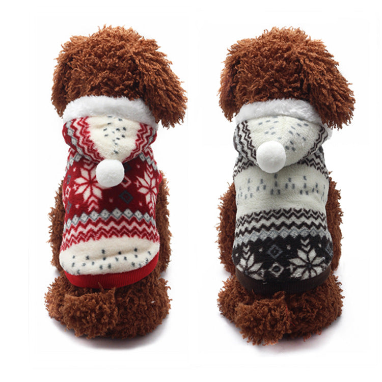 KFX-6580285 Two-Tone Snowflake Dog Coat - Casual Cotton Design, Sizes 8-16