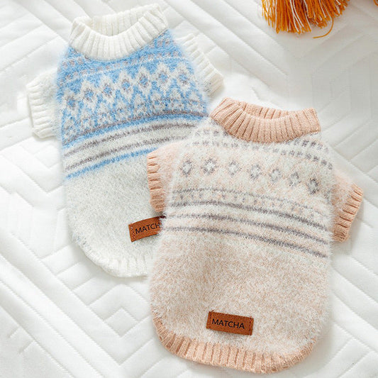 KFX-6580413 Warm and Stylish Diamond-shaped Sweater for Small and Medium Dogs in Soft Material