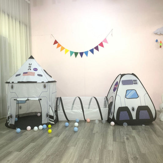 KFX-6580669 Foldable Indoor Children's Tent with Tunnel and Triangle – Fabric Playhouse for Emotional and Sensory Development