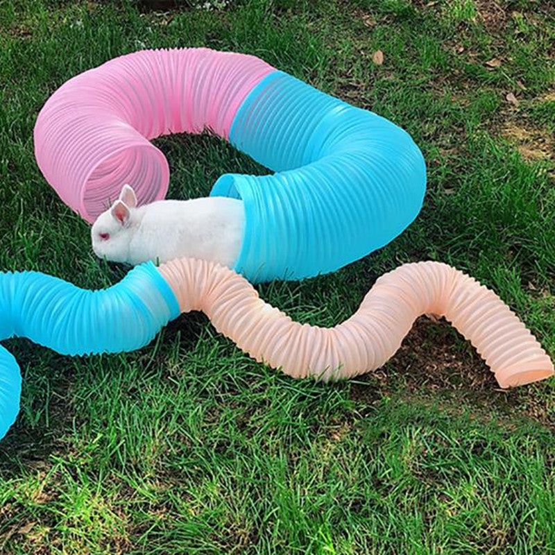 KFX-6580925 Adjustable Tunnel Pipe for Small Animals - Pink and Blue, 10cm & 18cm Diameter, 100cm Length