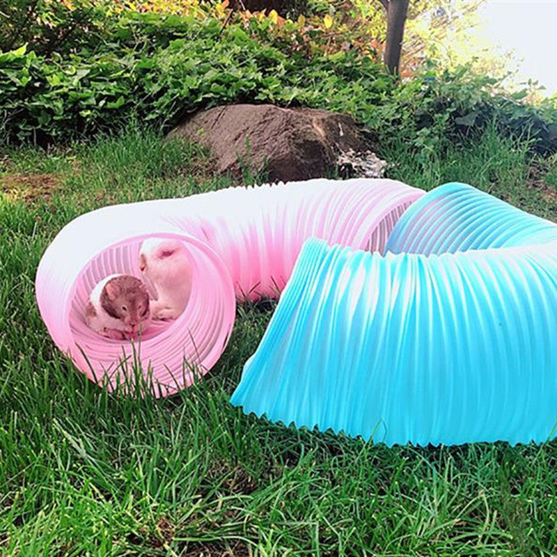 KFX-6580925 Adjustable Tunnel Pipe for Small Animals - Pink and Blue, 10cm & 18cm Diameter, 100cm Length