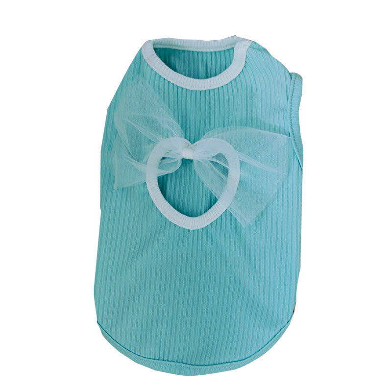 KFX-6581437 Thin Summer Vest for Small Dogs and Cats – Cute Princess Style in Wiz Pink, Bondi Blue, Ti'an Green