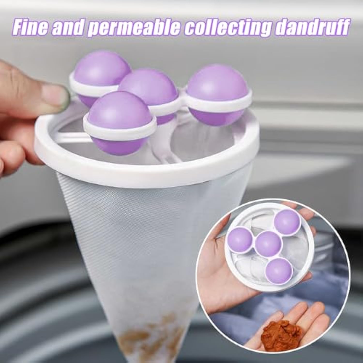 KFX-6583101 Pet Lint Remover - Reusable Floating Hair Filter Mesh Bag for Washing Machine - 3 Pack Hair Catcher for Dog and Cat Fur