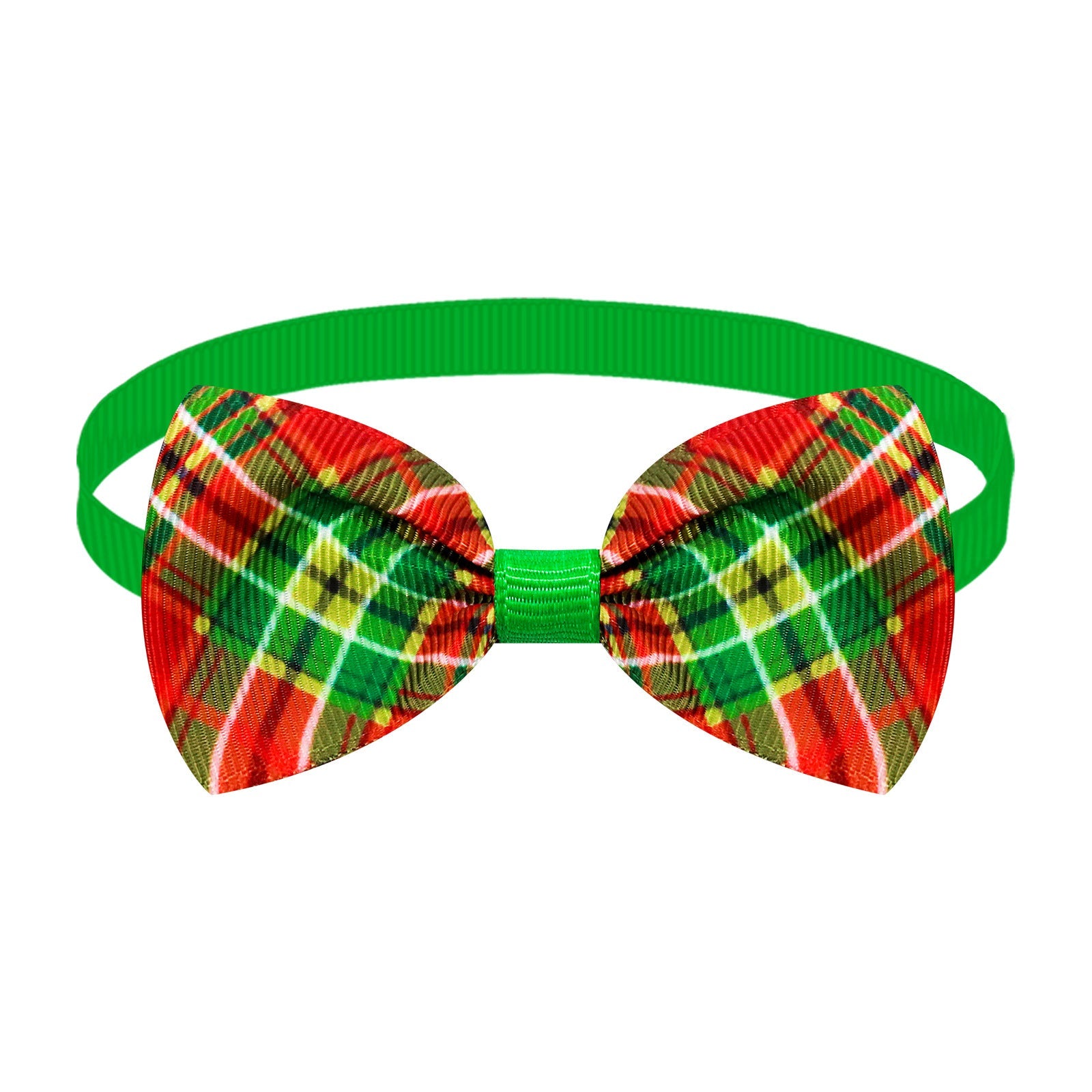 KFX-6583869 Christmas Plaid Striped Bow Tie for Dogs and Cats - Multiple Color Options Available