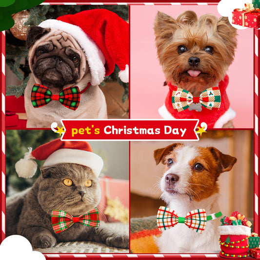 KFX-6583869 Christmas Plaid Striped Bow Tie for Dogs and Cats - Multiple Color Options Available