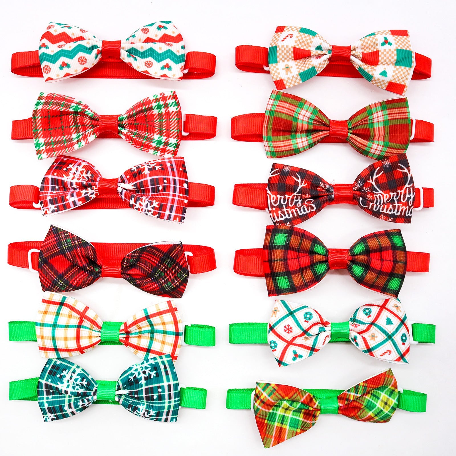 KFX-6583869 Christmas Plaid Striped Bow Tie for Dogs and Cats - Multiple Color Options Available