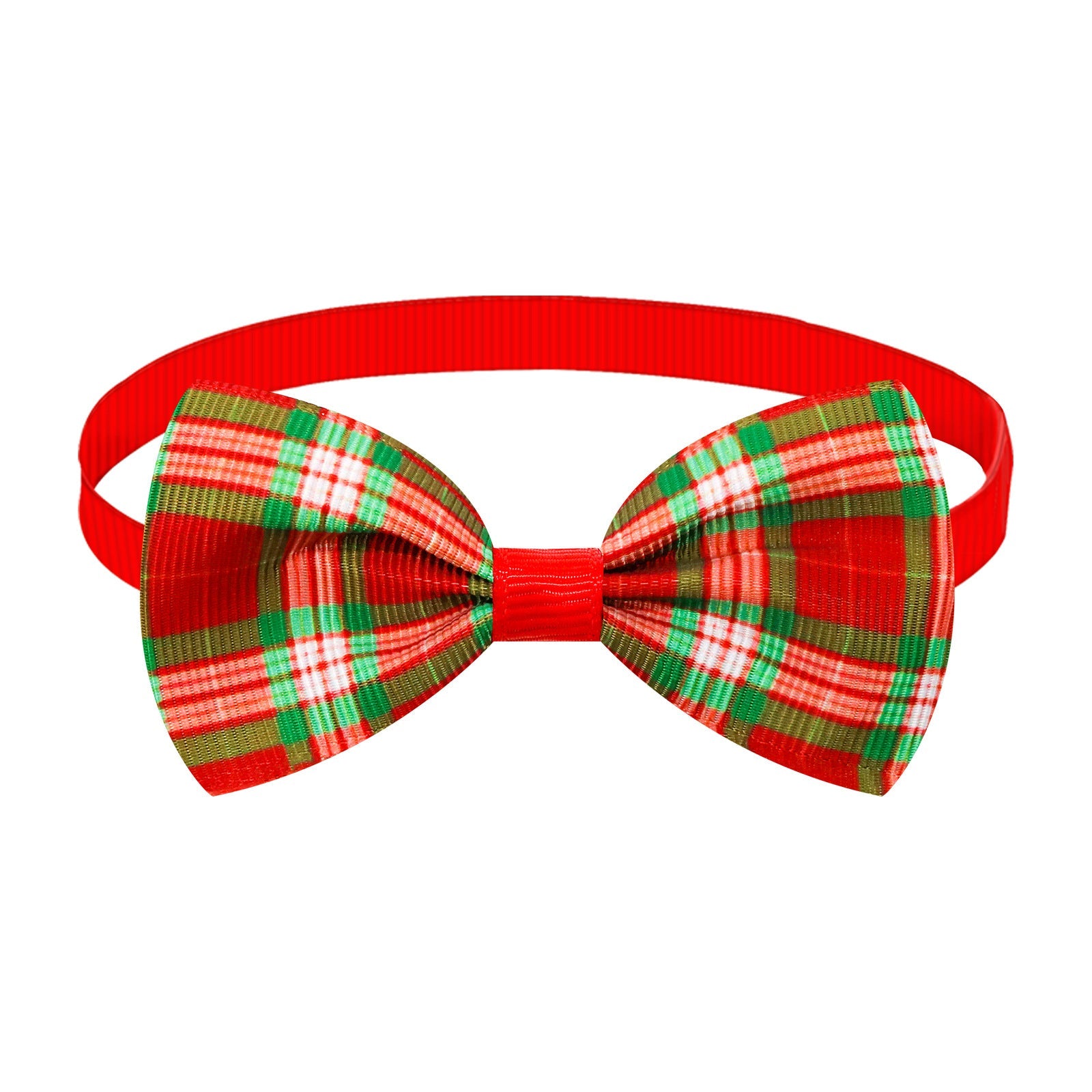 KFX-6583869 Christmas Plaid Striped Bow Tie for Dogs and Cats - Multiple Color Options Available