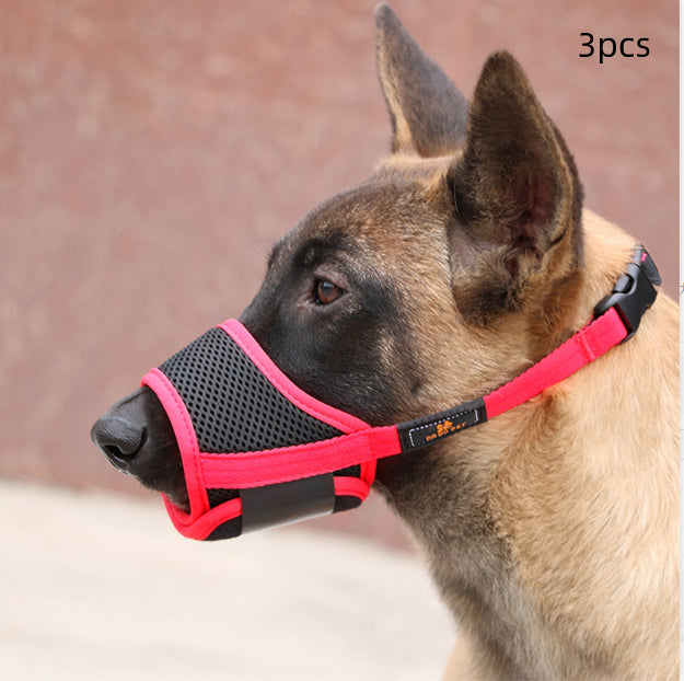 KFX-6584893 Adjustable Breathable Pet Muzzle Mask - Durable Mesh, Size Adjustable for Comfort