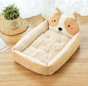 KFX-6585661 Removable Washable Teddy Cartoon Pet Nest for Large Dogs – Comfortable Dog Bed Mat in Various Sizes