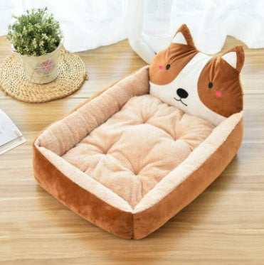 KFX-6585661 Removable Washable Teddy Cartoon Pet Nest for Large Dogs – Comfortable Dog Bed Mat in Various Sizes