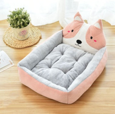 KFX-6585661 Removable Washable Teddy Cartoon Pet Nest for Large Dogs – Comfortable Dog Bed Mat in Various Sizes