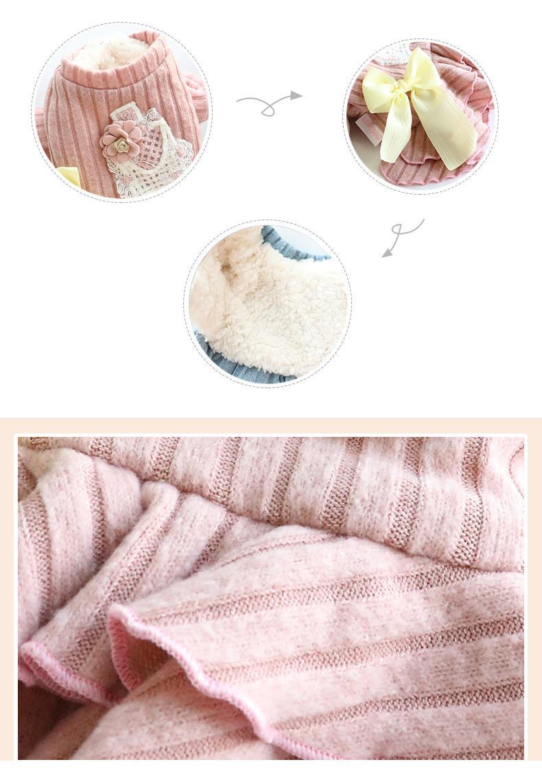 KFX-6586045 Cotton Padded Dog and Cat Princess Skirt in Blue and Pink, Sizes XS to XL