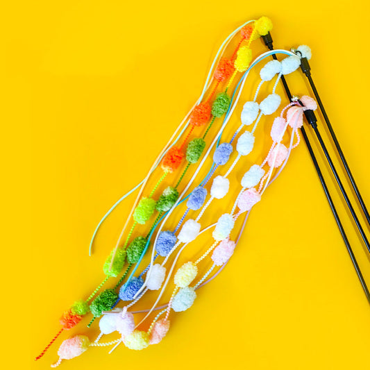 KFX-6586429 Bite-Resistant Cat Teasing Stick with Colorful Knot for Playful Kittens