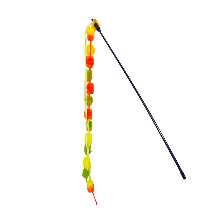 KFX-6586429 Bite-Resistant Cat Teasing Stick with Colorful Knot for Playful Kittens