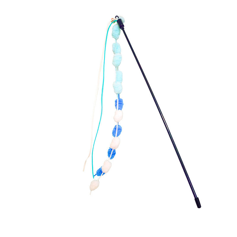 KFX-6586429 Bite-Resistant Cat Teasing Stick with Colorful Knot for Playful Kittens