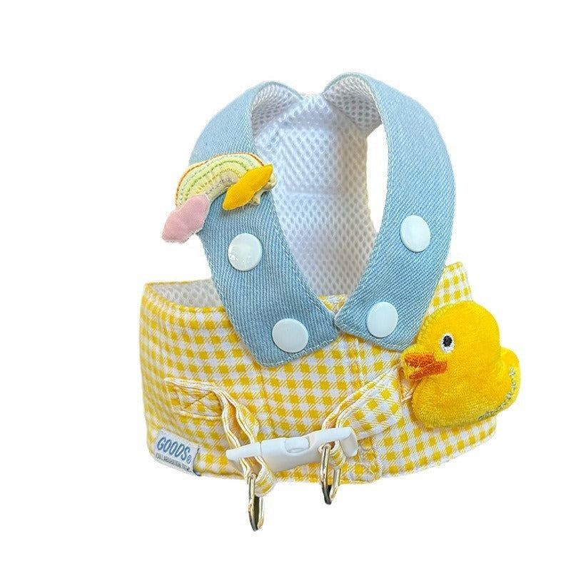 KFX-6588861 Spring Summer Pet Pulling Set with Harness, Leash, and Cute Hat for Cats and Dogs