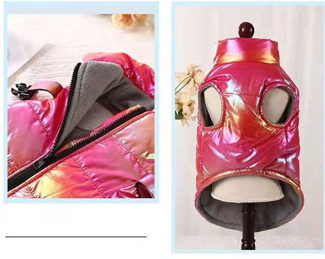 KFX-6589757 Universal Rainbow Gradient Dog Vest Costume in Silver, Rose, Blue - Polyester Material for Small and Medium Sizes