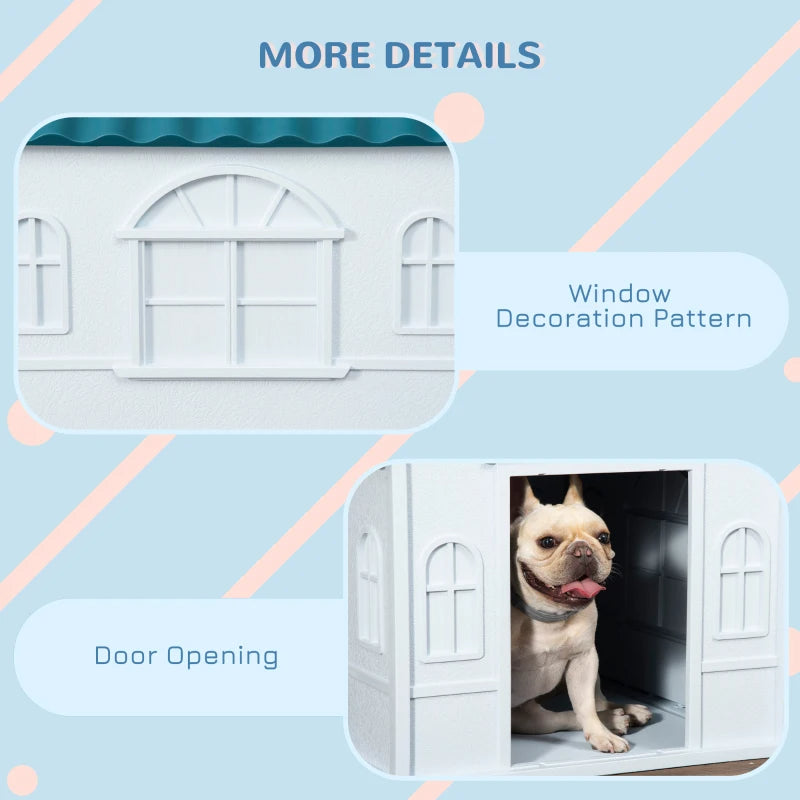 KFX-6591037 Water-Resistant Plastic Dog House for Small and Medium Dogs with Ventilation and Easy Assembly